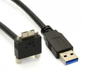 3m 90 Degree Down Angled Micro USB Screw Mount to USB 3.0 Data Cable for Point Grey Chameleon Camera