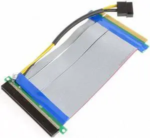 Cable PCI-E Express 16X to 16x Riser Extender Card with Molex IDE Power & Ribbon Cable 20cm