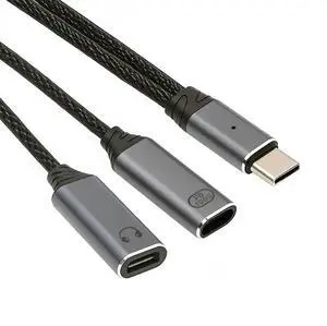USB-C Type-C Male to 8P Female Audio DAC AUX Music 16bit 48kHz & 100W PD Power Cable for Laptop Tablet Phone USB-C Type-C Male to 8P Female Audio DAC AUX Music 16bit 48kHz & 100W PD Power Cable for Laptop Tablet Phone