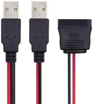 DC 5V Dual USB to SATA 15Pin Power Cable for 2.5 inch SATA HDD SSD Disk Driver 5V 2A Max DC 5V Dual USB to SATA 15Pin Power Cable for 2.5 inch SATA HDD SSD Disk Driver 5V 2A Max