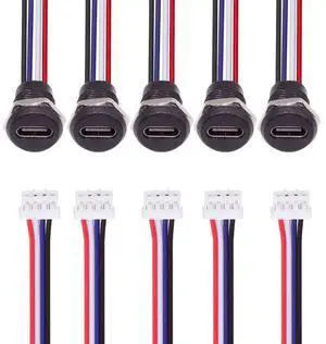 5pcs/set DIY OEM Type C Female Socket to 4Pin Header Cable Pitch=2.0mm Panel Mount Type DC 5V Power Data
