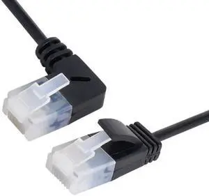 1.0M Ultra Slim Cat6 Ethernet Cable RJ45 Left Angled to Straight UTP Network Cable Patch Cord 90 Degree Cat6a Lan for Laptop Router TV BOX