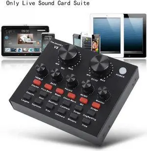 Sound Card Audio USB 5.0 Headset Microphone Webcast Live Sound Card 12 Sound Effects 10 Modes Sound Card for Phone Computer