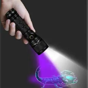 LED Flashlight Zoom Dual UV LED Lights Rechargeable LED Torch Lanterna Scorpion Hunt Black Light 395NM Pet Urine Detector
