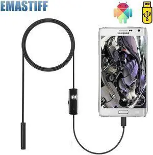 7mm Endoscope Camera Flexible IP67 Waterproof Micro USB Inspection Borescope Camera for Android PC Notebook 6LEDs Adjustable