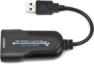 Video Capture Card USB to HDMI 1080p 60fps Audio Video Grabber for Gaming Live Streaming Video Conferencing PC