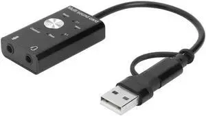 7.1 5.1 USB External Sound Card USB2.0+ Type C to 3.5mm Jack Headphone Microphone Audio Adapter for Windows Mac Linux Android 7.1 5.1 USB External Sound Card USB2.0+ Type C to 3.5mm Jack Headphone Microphone Audio Adapter for Windows Mac Linux Android