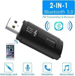 2 in 1USB Bluetooth Receiver Transmitters 5.0 Wireless Stereo Bluetooth AUX USB 3.5mm Jack For TV PC Car Kit Wireless Adapter