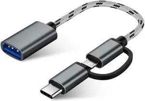 2In1 Micro USB Type C OTG Cable Adaoter For Mi 9 Redmi Note 8 Pro 10 P30 S10 S9 A50 7T 7