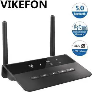 Upgraded 80M Bluetooth 5.0 RCA Transmitter Receiver Bypass 3In1 Aptx LL AAC Music Audio Wireless Adapter 3.5mm AUX For TV PC Car