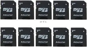 10Pcs Micro TransFlash TF To SDHC Memory Card Adapter Converter Black