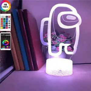 7 Colors Change LED Game Among Us 3D Nightlight Visual Illusion Action Figure Toys Novelty Light For Christmas Gift Table Lamp