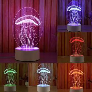 Light Table Lamp 3D Christmas Xmas Atmosphere Art Kid LED USB Charging Creative Cute Night Light Gifts Decoration