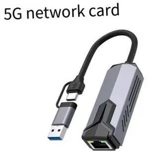 5G wired network card, USB 3.0 Type-C to RJ45 network cable adapter, driver-free, plug-and-play network card Dual-head integrated 5G network card 5G wired network card, USB 3.0 Type-C to RJ45 network cable adapter, driver-free, plug-and-play network card Dual-head integrated 5G network card
