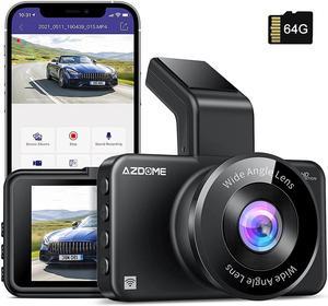 AZDOME Dual Dash Cam Front and Rear, 3 inch 2.5D IPS Screen Free 64GB Card  Car Driving Recorder, 1080P FHD Dashboard Camera, Waterproof Backup Camera