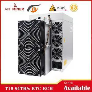 Bitmain Antminer T19 84TH/s BTC miner 3150W 37.5 J/TH with Power supply GPU RJ45 Ethernet 10/100M ASIC Mining machine better than ANTMINER S17 T17 S15 Avalon 1166 1126 1146