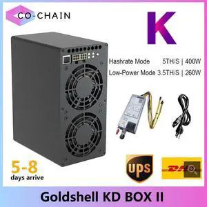 New Gold shell KD BOX II 5TH/s Hashrate 400W KDA Miner With PSU Kadena ASIC Miner Low Noise Kd box 2 Good For Home Mining Better Than Kd box pro 2.6T