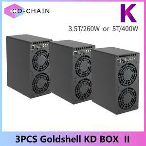 3PCS New Gold-shell KD BOX II 5T/400W or 3.5T/260W KDA Miner Without PSU Asic Miner Good For Home Mining Low Noise Better Than Kd box pro