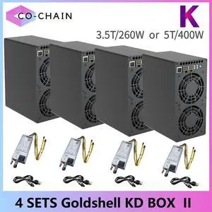 4PCS SETS Quantity New Gold shell KD BOX II 5TH/S 400W KDA Miner With PSU Asic Miner Kadena For Home Mining Low Noise Better Than Kd box pro