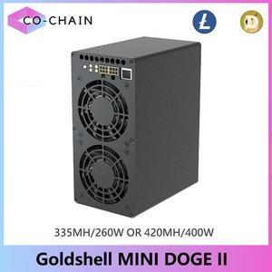 New Release Gold shell Mini Doge II LTC&Doge Coin Miner 335MH/S 260W or 420MH/S 400W Good For Home Mining Miner Box Low Noise Without PSU Better Than Mini doge pro