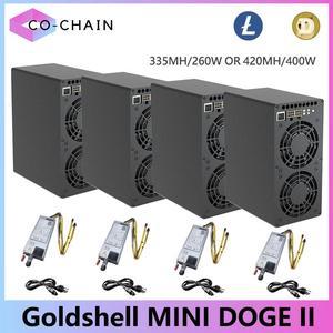 4PCS SETS Gold Shell MINI DOGE II Miner Support LTC & Doge Coin Miner Mini Doge 2 With PSU Good for Home Mining Box 420MH/S 400W Better Than Mini Doge pro Miner