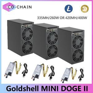 3PCS SETS Gold Shell MINI DOGE II Miner Support LTC & Doge Coin Miner Mini Doge 2 With PSU 420MH/S 400W Good For Mining Box Better Than Mini Doge pro Miner