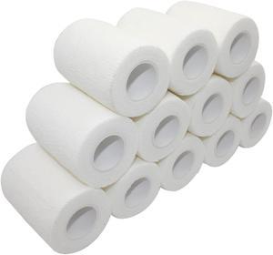 COMOmed Self Adhesive Bandage Wrap 3"x5 Yards First Aid Stretch Sport Athletic Wrap Vet Tapes for Wrist Ankle Sprain and Swelling,White(12 Rolls)