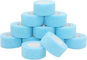 COMOmed Self Stick Cohesive Bandage Latex 1"x5 Yards First Aid Bandages Stretch Sport Wrap Vet Tape for Wrist Ankle Sprain and Swelling,Light Blue 12 Rolls