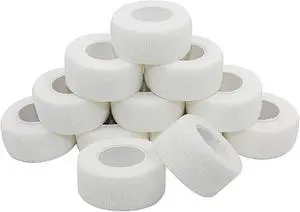 COMOmed Self Stick Cohesive Bandage Latex 1"x5 Yards First Aid Bandages Stretch Sport Wrap Vet Tape for Wrist Ankle Sprain and Swelling,White 12 Rolls