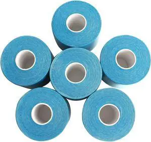 COMOmed Kinesiology Tape Water Resistant Uncut Sports Tape - 2 in x 16.5 ft - Professional Kinesiology Therapeutic Sports Tape,Blue,Latex Free 6 Rolls
