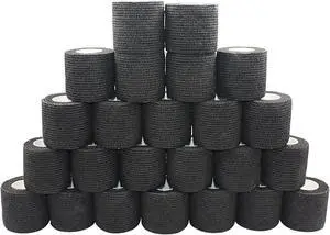 COMOmed Self Adherent Cohesive Bandage 2"x5 Yards First Aid Bandages Stretch Sport Athletic Wrap Vet Tape for Wrist Ankle Sprain and Swelling,Black 24 Rolls