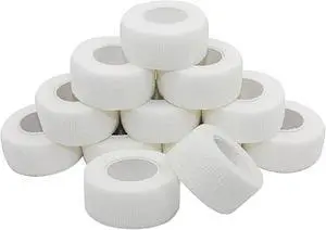 COMOmed Self Stick Cohesive Bandage Latex 1"x5 Yards First Aid Bandages Stretch Sport Wrap Vet Tape for Wrist Ankle Sprain and Swelling,White 12 Rolls