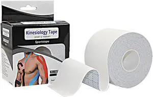 COMOmed Kinesiology Tape Water Resistant Uncut Sports Tape - 2 in x 16.5 ft - Professional Kinesiology Therapeutic Sports Tape,White, Latex Free