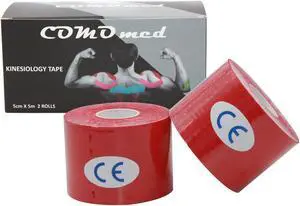 COMOmed Kinesiology Tape Water Resistant Uncut Sports Tape - 2 in x 16.5 ft - Professional Kinesiology Therapeutic Sports Tape,Black, Latex Free 2Rolls Red COMOmed Kinesiology Tape Water Resistant Uncut Sports Tape - 2 in x 16.5 ft - Professional Kinesiology Therapeutic Sports Tape,Black, Latex Free 2Rolls Red