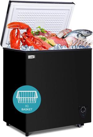 WANAI 3.5 Cubic Chest Freezer Feet with Removable Storage Basket Deep  Compact Freezer 7 Gears Temperature Control Energy Saving for Office Dorm  or