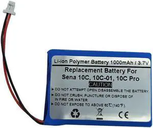 3.7V 1000mAh Replacement Battery for Sena 10C, Sena 10C Pro, Sena 10C-01 Motorcycle Bluetooth Headset Helmet intercom, Battery Model Number: CP-SN10C