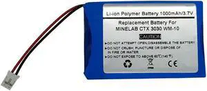 Starnovo 3.7V/1000mAH Replacement Battery for MINELAB CTX 3030 WM-10,0303-0036