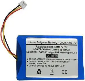 1000mAh/3.7V Replacement Battery for LOGITECH G900 Chaos Spectrum and G403 Prodigy RGB Gaming Mouse,533-000130
