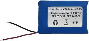 3.7V/500mAh Replacement Battery for IHEALTH BP5 E5E45A, BP7 141DF1, IHEALTH PL052535