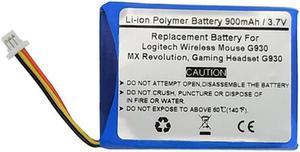 900mAh 3.7V Replacement Battery for Logitech Wireless Mouse G930,MX Revolution,Headset G930,Gaming Headset G930, F540, 981-000257, 533-000018, F12440097, L-LY11