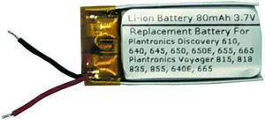 3.7V/80mAH Replacement Battery for Plantronics Discovery 610, 640, 645, 650, 650E, 655, 665, 640E, 665, Plantronics Voyager 815, 818, 835, 855