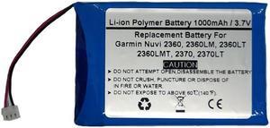 3.7V/1000mAh Replace GPS Navigator Battery for Garmin Nuvi 2360, 2360LM, 2360LT, 2360LMT, 2370, 2370LT, 361-00035-02