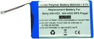 3.7V/800mAH Replacement Battery for Sony NW-HD1, NW-HD2 MP3 Player, PMPSYHD1
