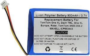 3.7V/900mAh Replacement Battery for Tomtom One XL Dach TML, One XL Europe, Rider, F650010252, F709070710, Tomtom 4N00.004.2, MAXELL ICP653443