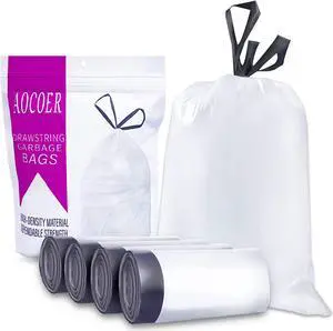 4 Gallon Trash Bag, Small Drawstring Trash Bags, 15 Liter White Garbage Bags, 72 Count 4 Gallon Trash Bag, Small Drawstring Trash Bags, 15 Liter White Garbage Bags, 72 Count