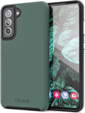 Dual Guard Case, Shockproof Protection Dual Layer for Samsung Galaxy S21 FE, S21 FE 5G - Forest Green