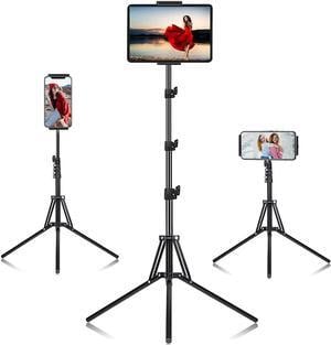 Tripod Floor Stand with 65 inch Height Adjustable Stand Holder & 360° Rotating iPad Tripod Mount for iPad Pro iPhone Kindle and All 4.5-12.9 Inch Tablets