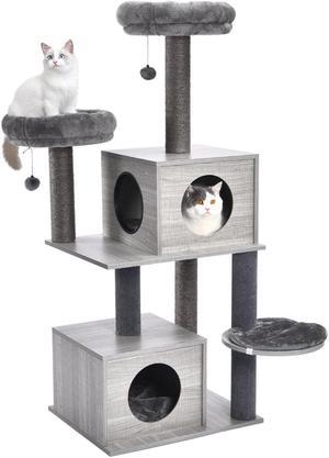Cat Tree Modern Cat Tower with 2 Super Large Condo, Sturdy Scratching Posts, and Removable Soft Perches