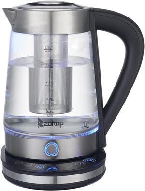 Bella 1.7 Liter 1500W Cordless Electric Illuminated Glass Kettle, Copper  Chrome 