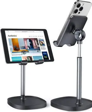 Cell Phone Stand Adjustable for iPhone Phone Holder for Desk Office Desk Accessories Computer PC for iPhone Stand Gaming Essentials Fit Otterbox Case Phones Switch Kindle iPad Air Tablet 4-10in
